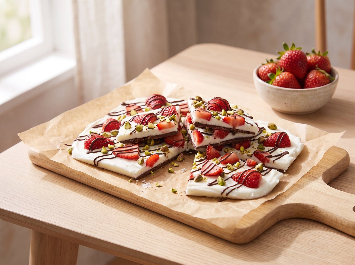 Frozen-Skyr-Bark mit Erdbeeren