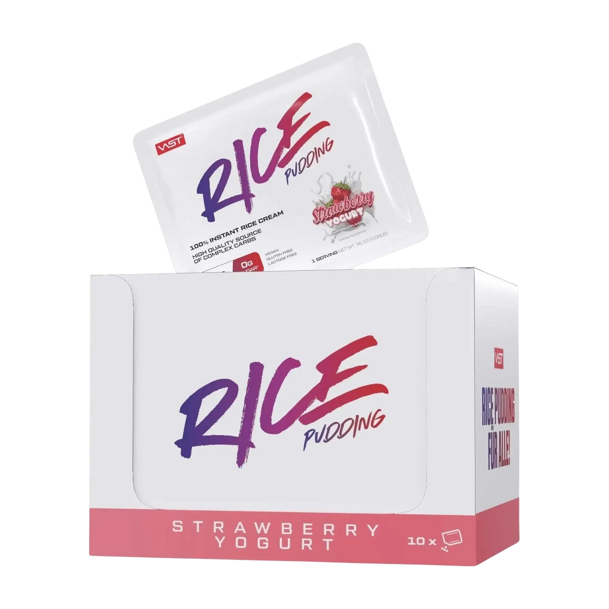 VAST Rice Pudding To-Go Box | 10x30g Strawberry Yogurt