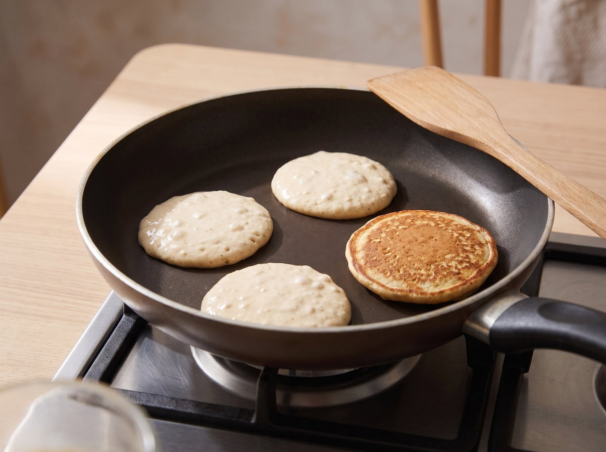 Cook the pancakes for about 2 minutes until bubbles form on the...