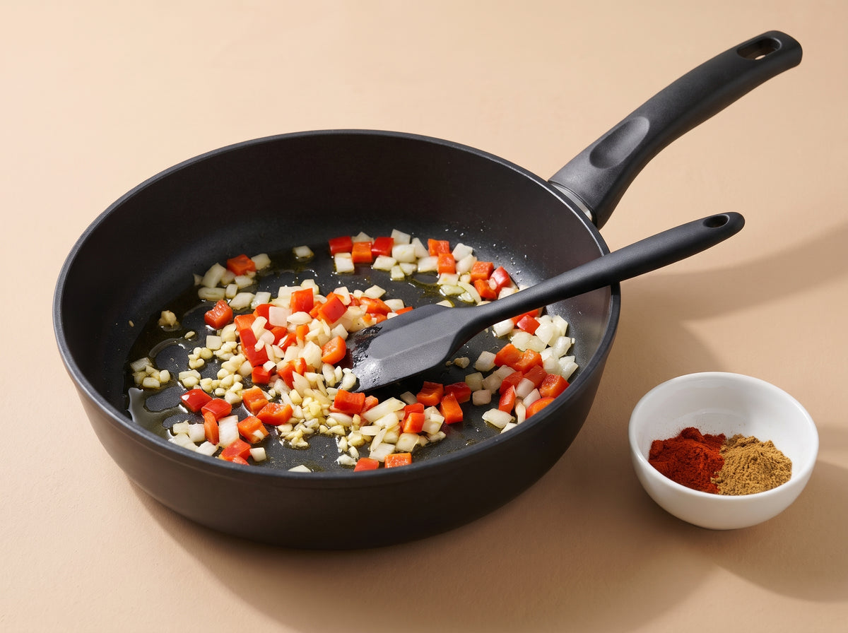 Chili sin Carne mit roten Linsen – Gemüse andünsten