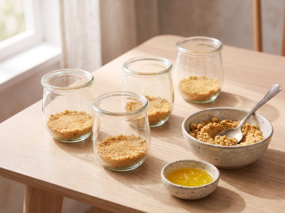 Écrase finement les biscuits dans un sachet de congélation, mélange-les avec le...